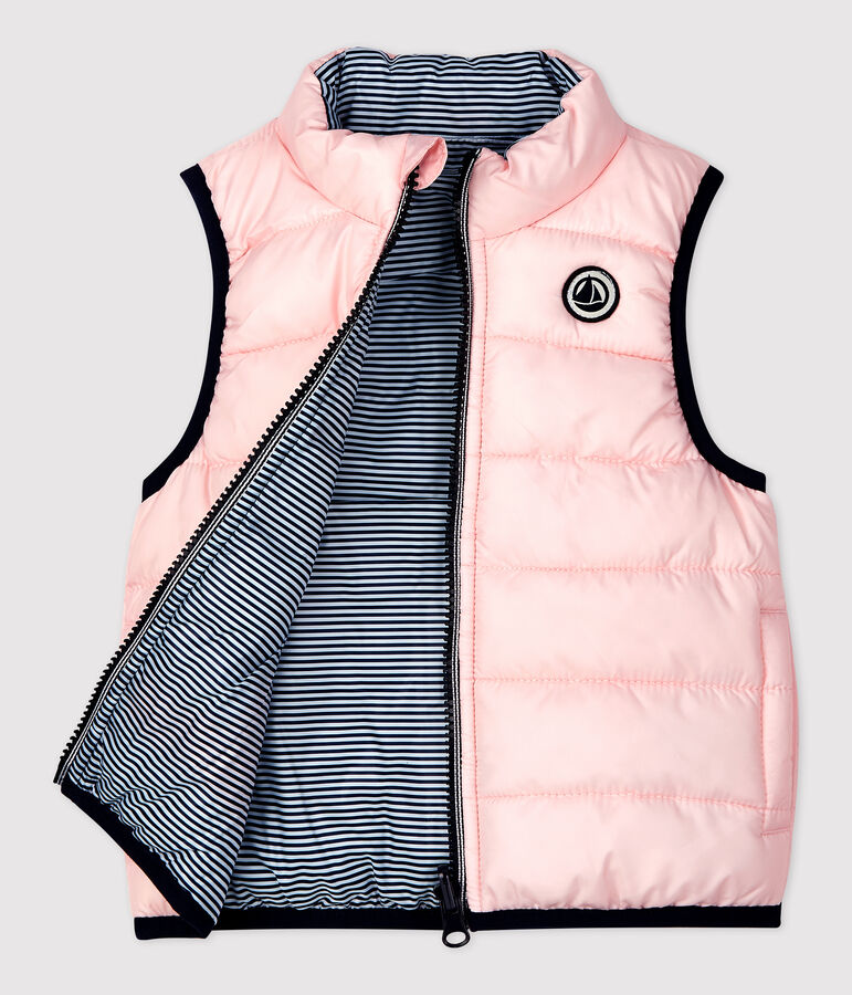 Babies' Reversible Sleeveless Polyester Down Jacket pink