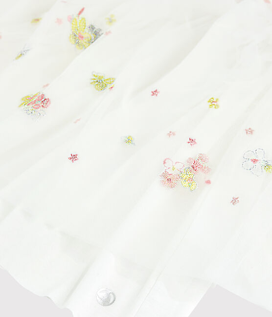 Girls' Tulle and Cotton Formal Dress MARSHMALLOW white/MINOIS pink