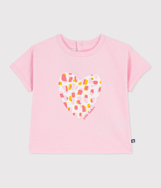 Babies' short-sleeved cotton T-shirt with a flower motif MARQUISE