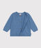Babies' Openwork Knitted Cotton Cardigan BEACH blue
