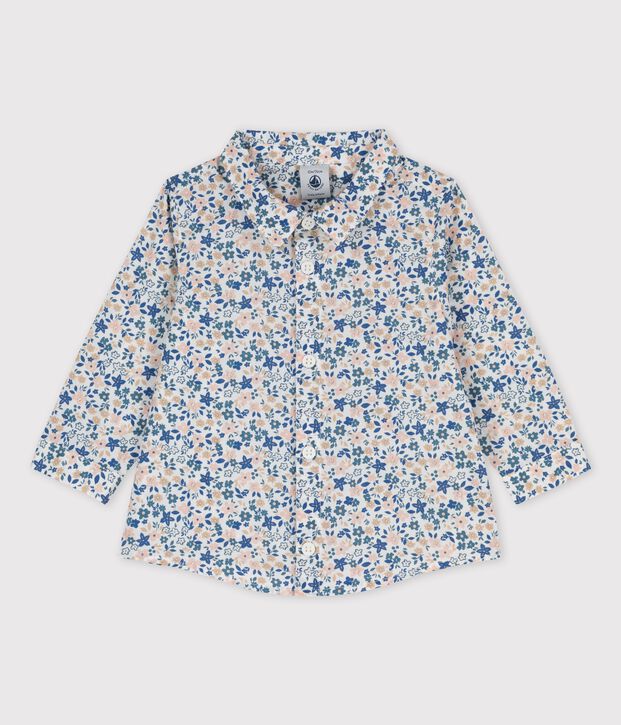Babies' Poplin Floral Print Long-Sleeved Shirt white/multicolor