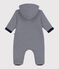 Babies' stripy padded jumpsuit with a hood and feet SMOKING blue/MARSHMALLOW white