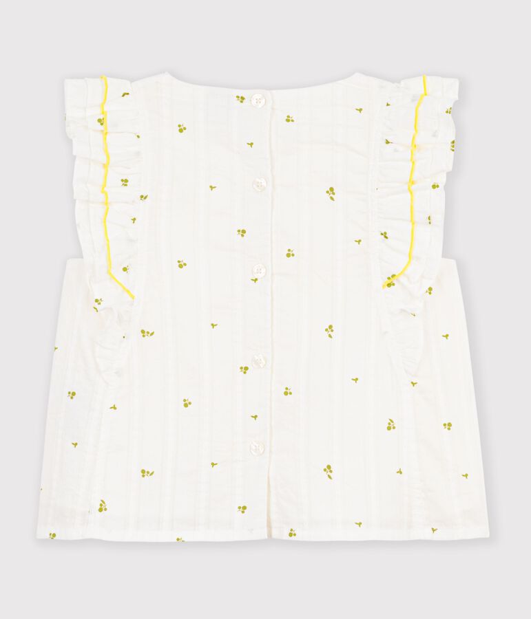 Children's sleeveless floral print cotton blouse white/green