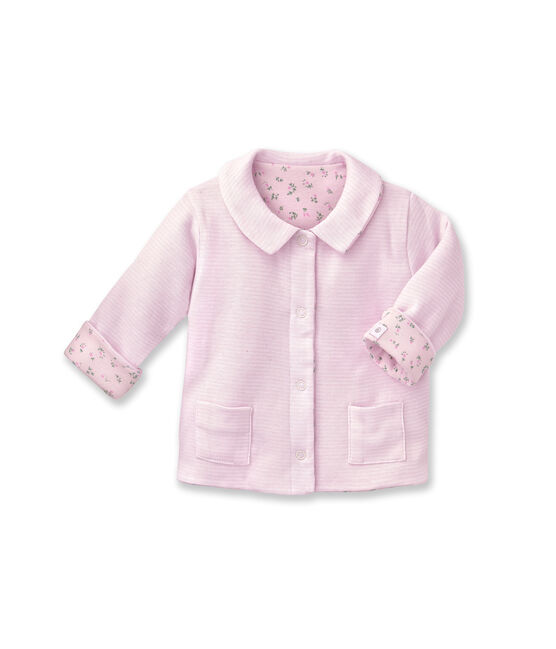 Unisex baby padded reversible milleraies jacket  VIENNE pink/ECUME white