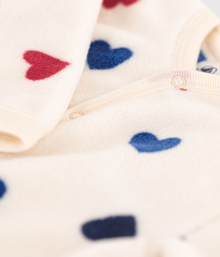 Babies' fleece onesie Ecru/multicolor
