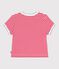 Children's short-sleeved stripy cotton T-shirt POMPIER red/MARSHMALLOW