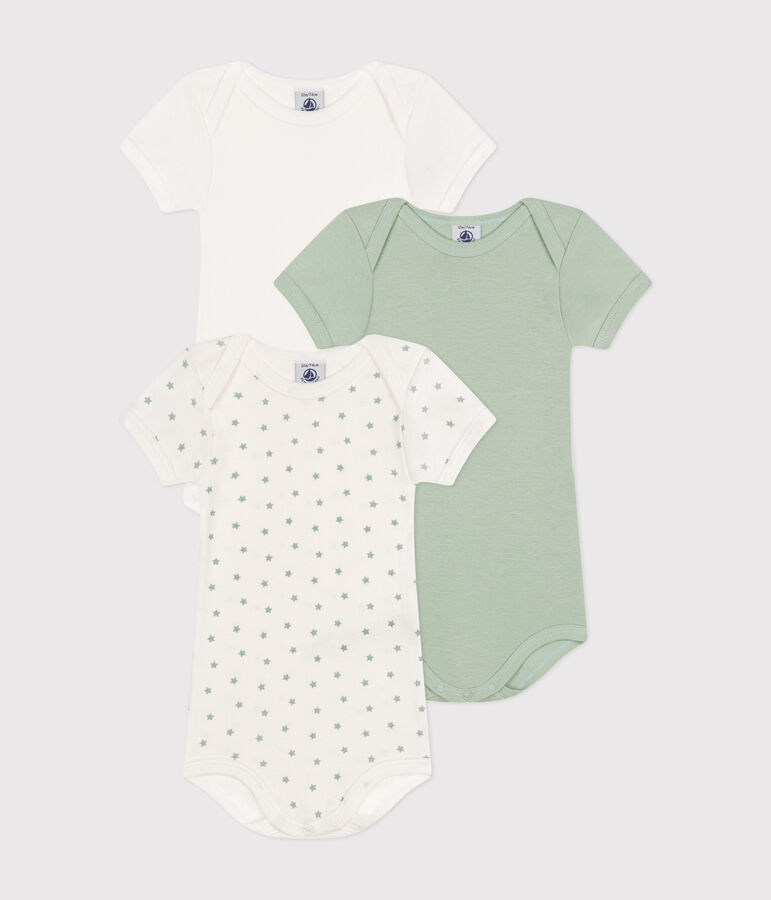 Babies' Short-sleeved Cotton Bodysuits - 3-Pack multicolor