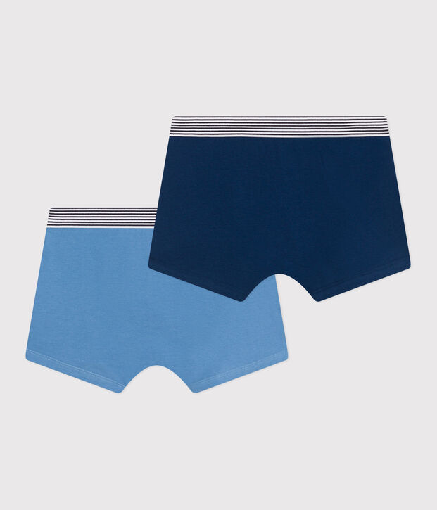 Children's plain cotton and elastane boxers - 2-pack multicolor