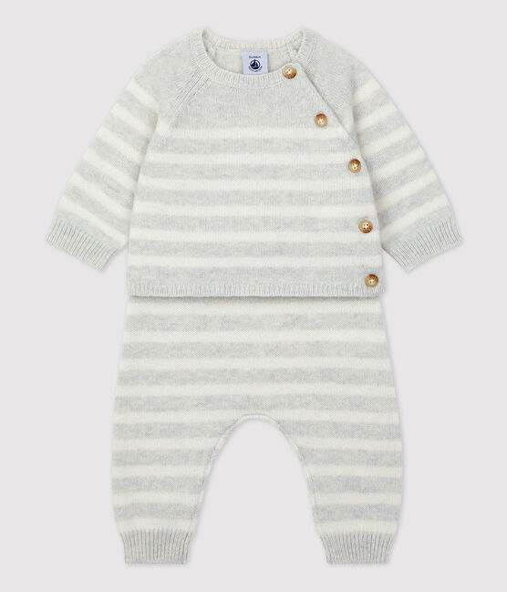 Babies' Striped Knitted Clothing - 2-Piece Set MONTELIMAR beige/MARSHMALLOW grey