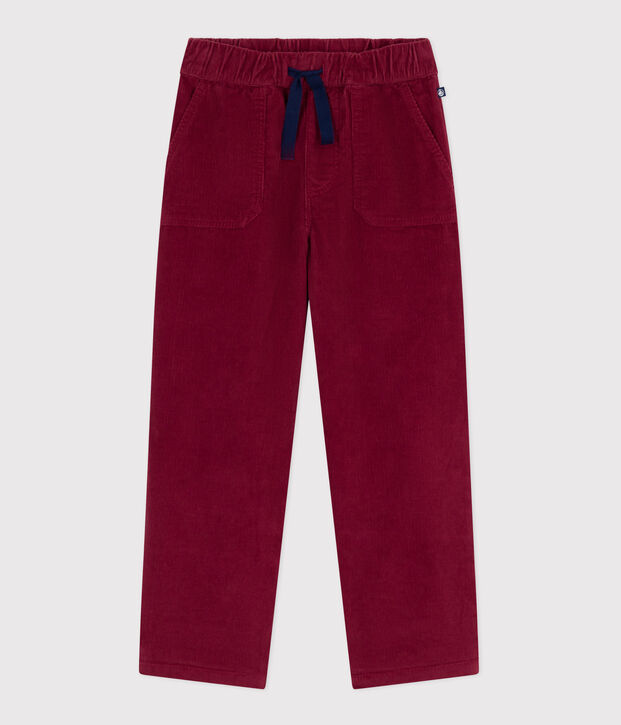 Children's straight plain corduroy trousers red