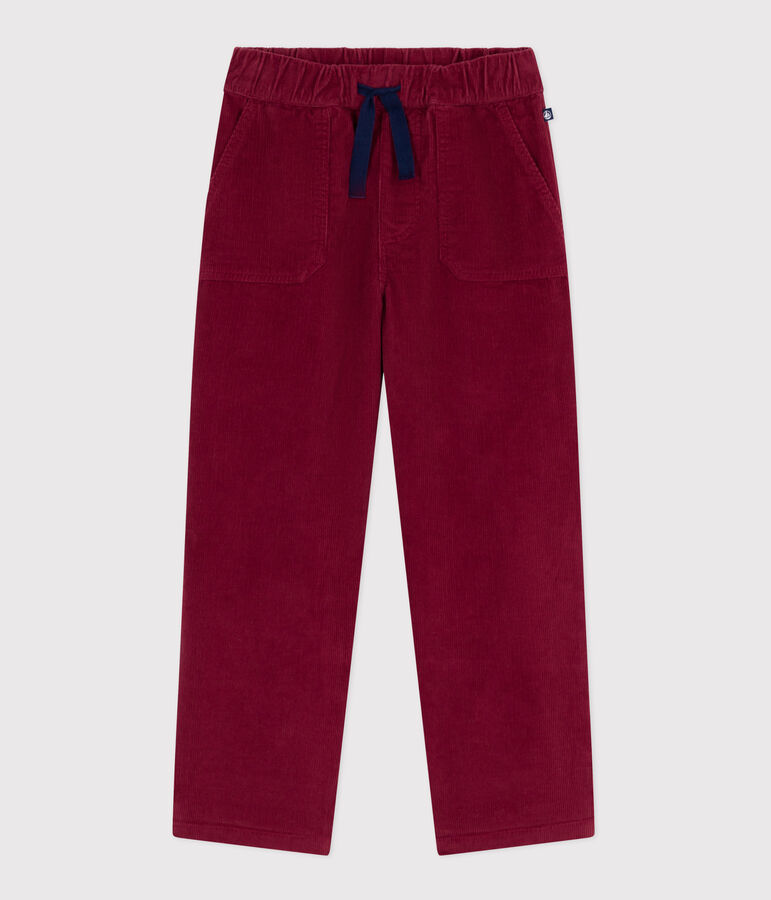 Children's straight plain corduroy trousers red