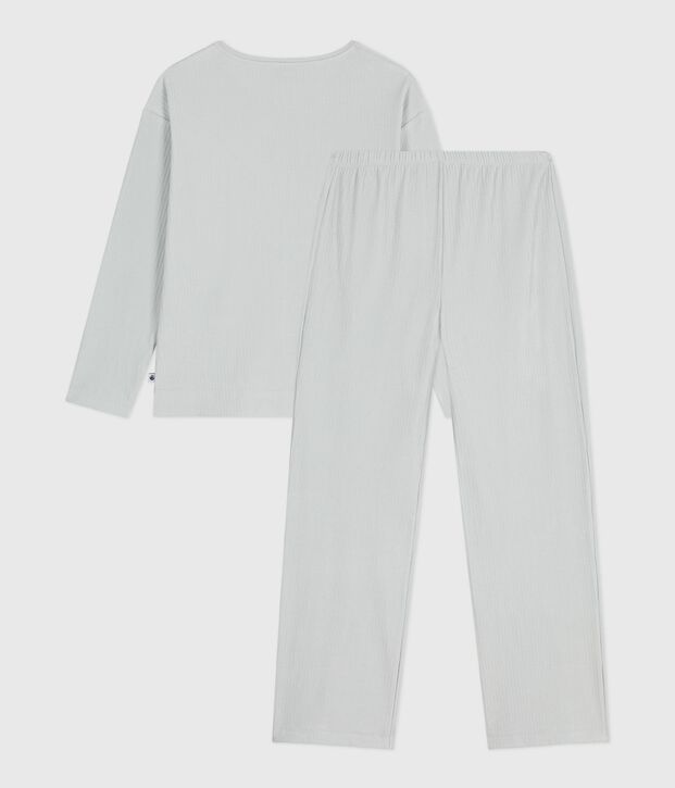 Women's straight-leg plain velour pyjamas blue