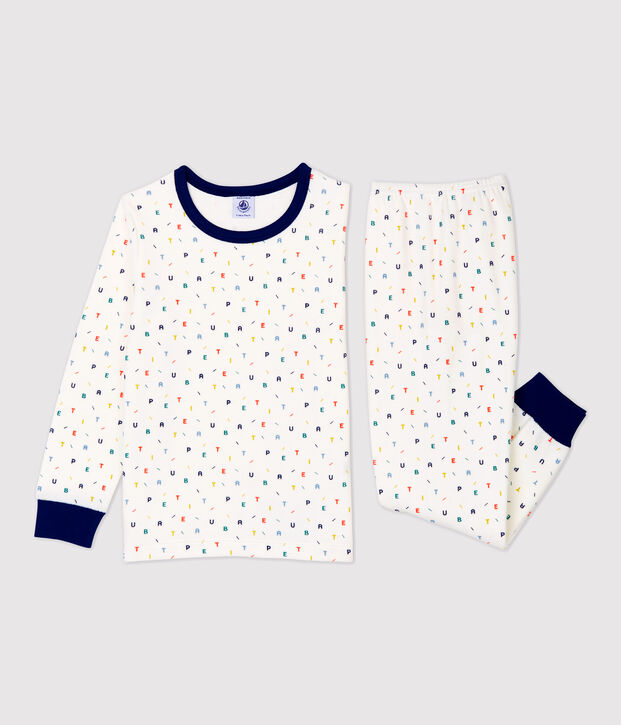 Multicoloured Letter Print Velour Pyjamas white/multicolor