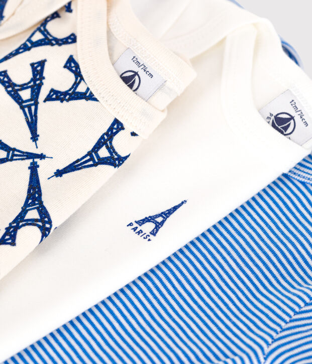 Babies' Paris-themed short-sleeved cotton bodysuits - 3-Pack multicolor