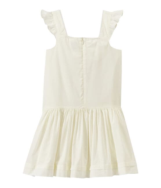 Girl's lace and cotton dress for special occasions MARSHMALLOW white
