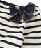 Girl's striped dual fabric dress COQUILLE beige/SMOKING blue