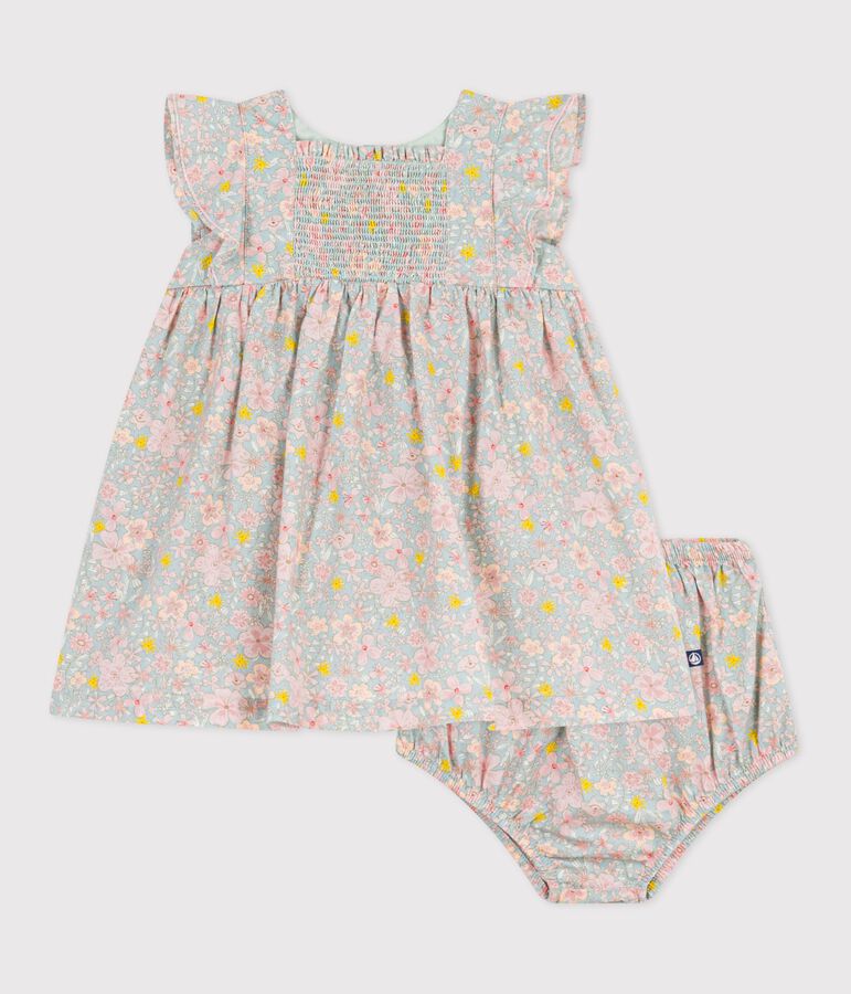 Babies' short-sleeved cotton dress and matching bloomers printed with hearts SPRAY /MULTICO