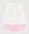 Babies' 2-piece outfit in cotton printed with mini hearts MARSHMALLOW white/MULTICO white