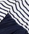 Children's long-sleeved stripy cotton and tulle dress white/blue