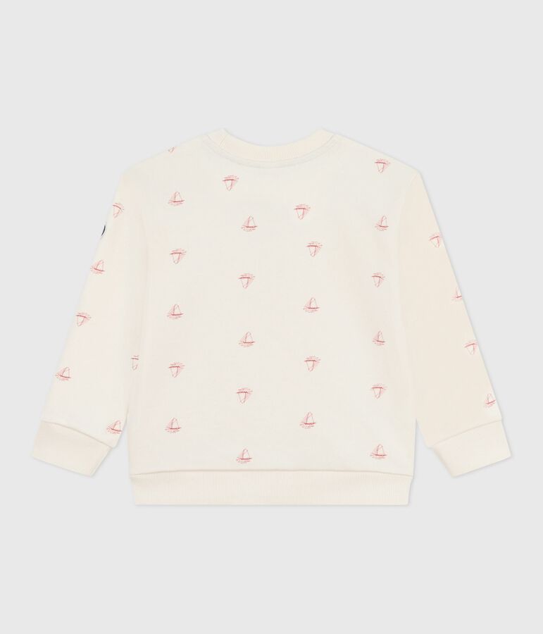 Children's printed cotton sweatshirt Ecru/red