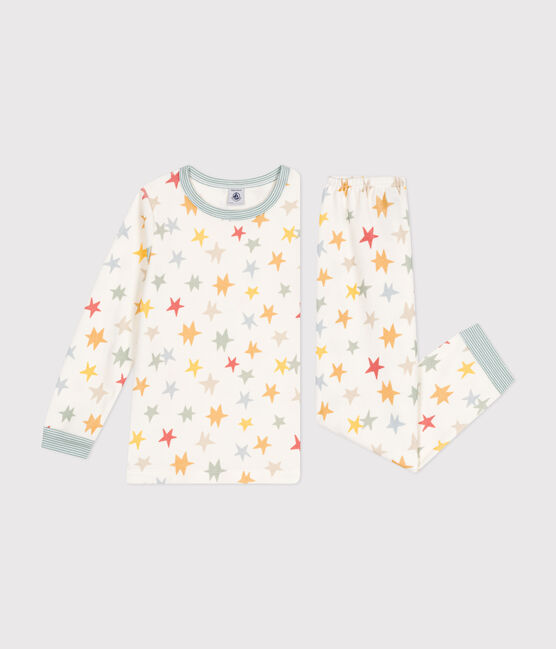 Children's star print velour pyjamas. MARSHMALLOW white/MULTICO white