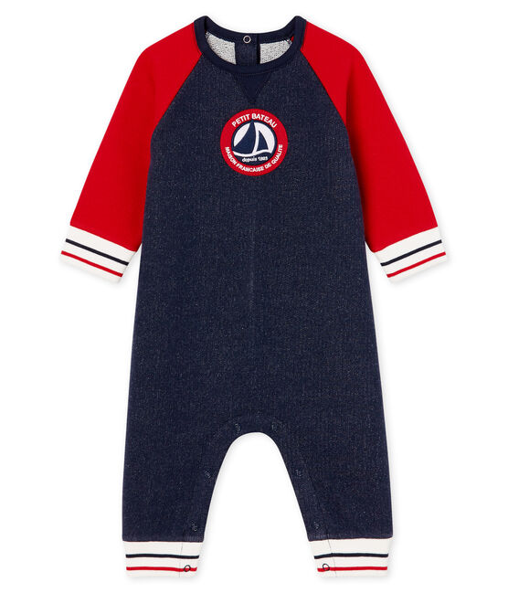 Baby Boys' Long Fleece Jumpsuit SMOKING blue/TERKUIT red