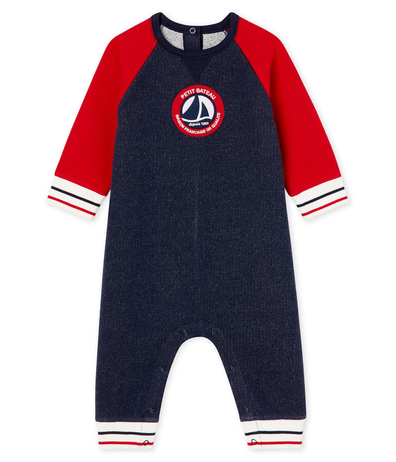 Baby Boys' Long Fleece Jumpsuit blue/red