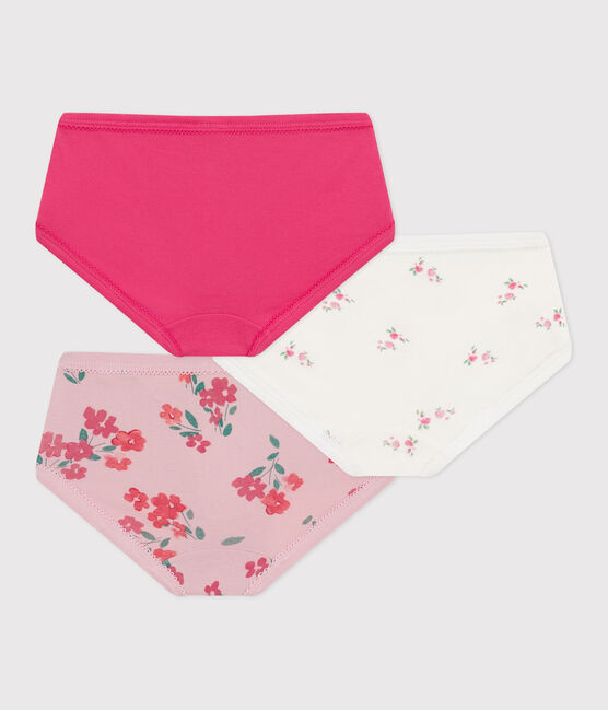 Pack of children's high-waisted floral-print cotton pants variante 1