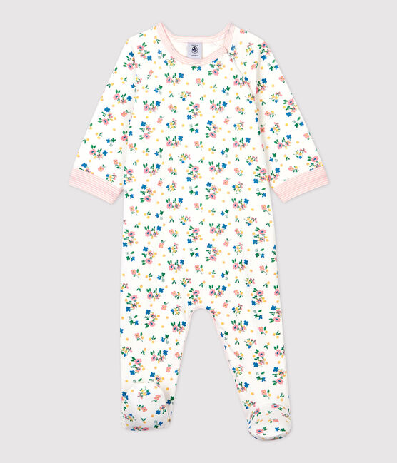 Baby Girls' Floral Zip-Up Tube Knit Sleepsuit MARSHMALLOW white/MULTICO white