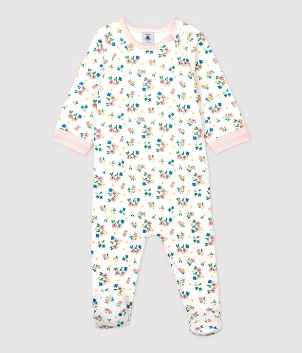 Baby Girls' Floral Zip-Up Tube Knit Sleepsuit white/multicolor