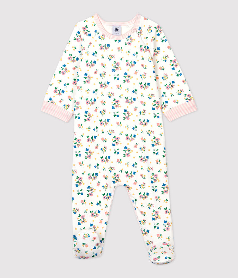 Baby Girls' Floral Zip-Up Tube Knit Sleepsuit white/multicolor