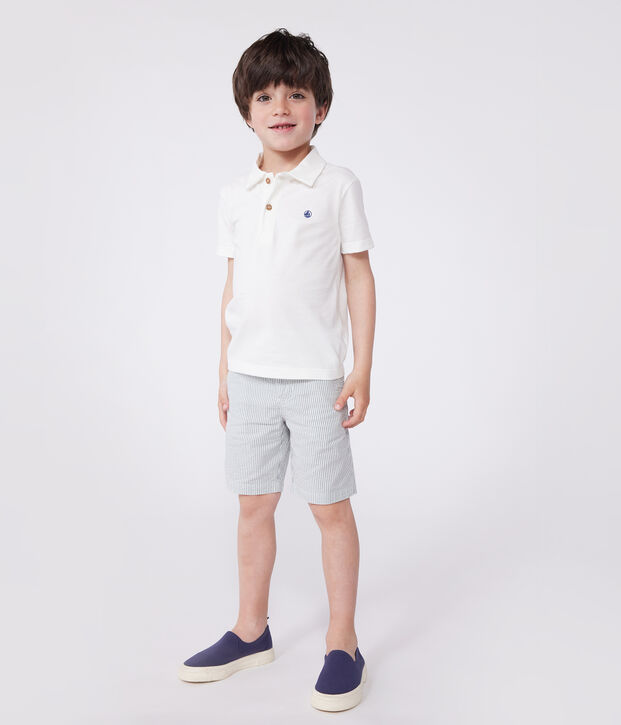 Children's plain short-sleeved cotton polo shirt white