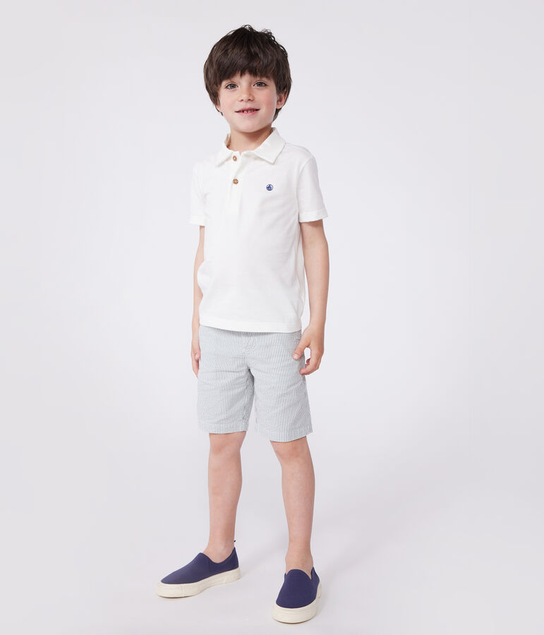 Children's plain short-sleeved cotton polo shirt white