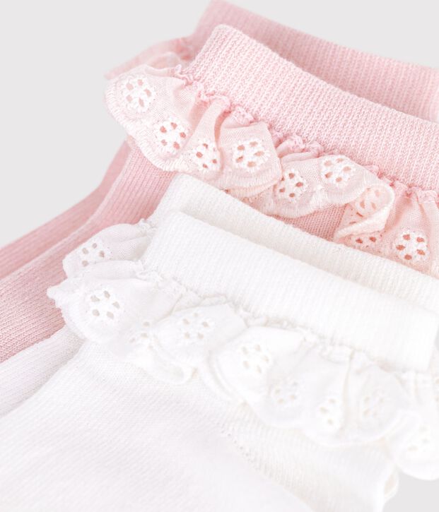 Children's ruffled cotton socks - 2-pack multicolor