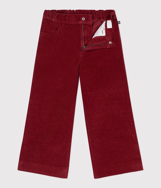 Children's wide leg pants in plain velvet red