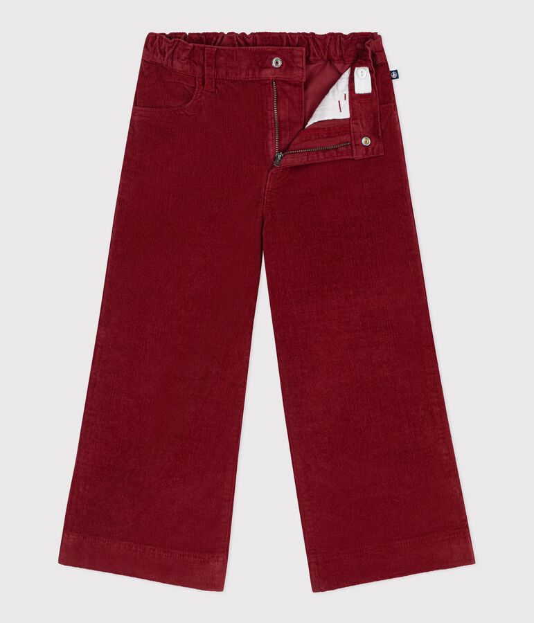 Children's wide leg pants in plain velvet red