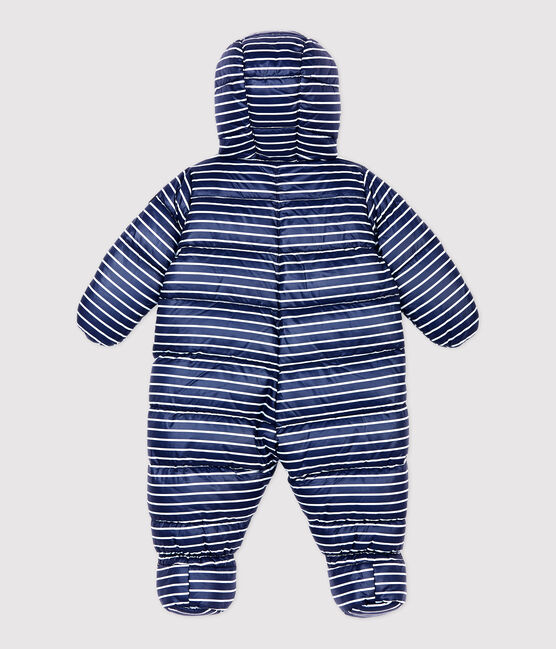 Babies' Striped Snowsuit SMOKING blue/MARSHMALLOW white