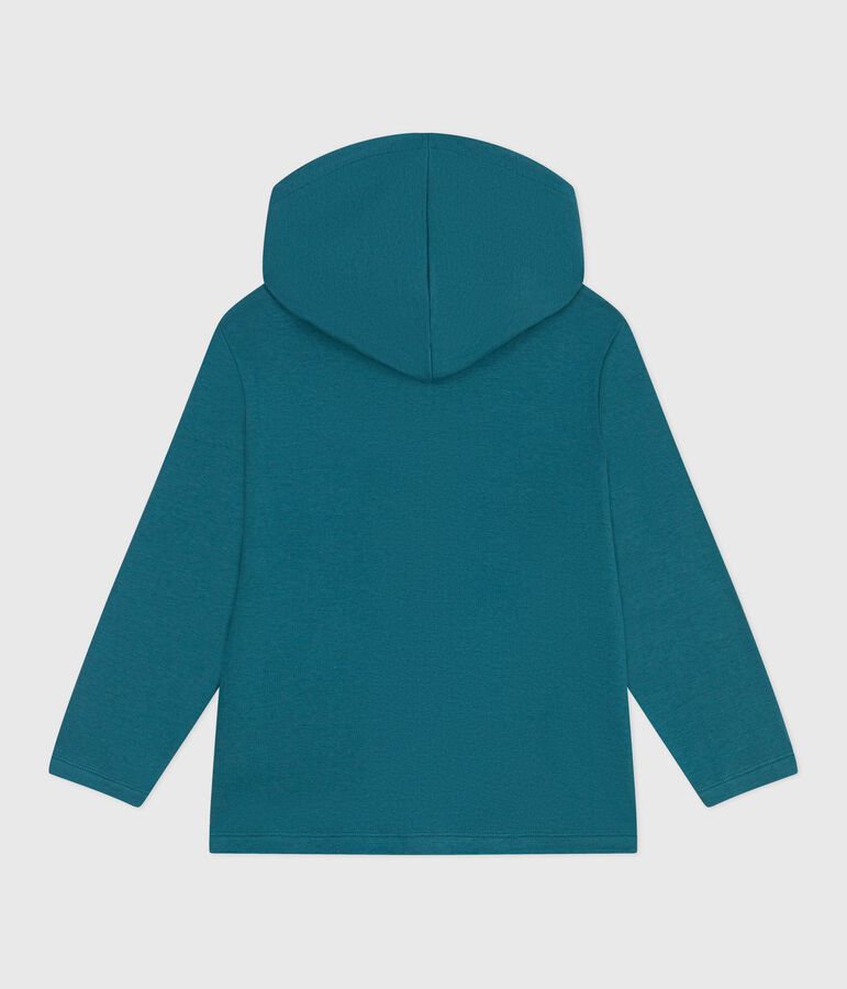Children's plain cotton zip-up hoodie DRAGONFLY green