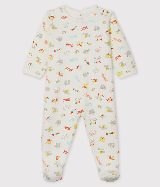 Babies' Fleece Sleepsuit MARSHMALLOW white/MULTICO white