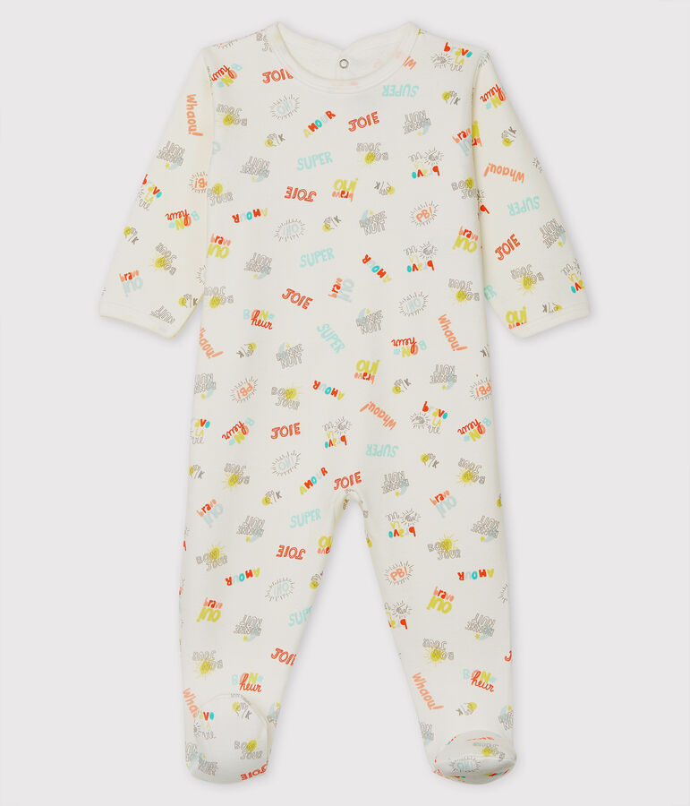 Babies' Fleece Sleepsuit MARSHMALLOW white/MULTICO white