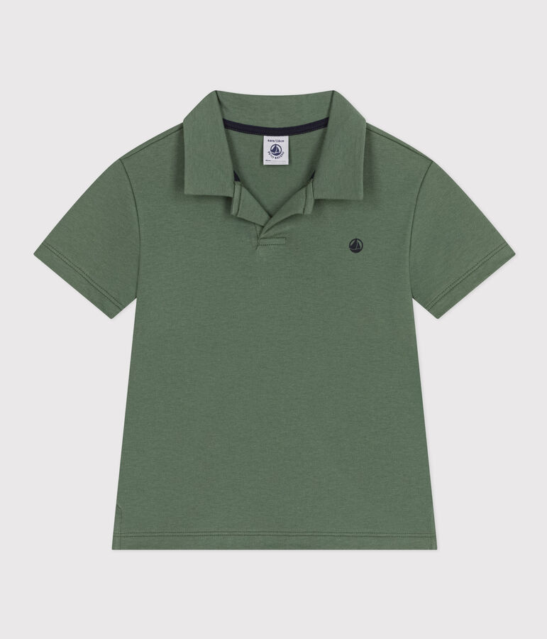 Boys' Short-Sleeved Cotton Polo Shirt CROCO green