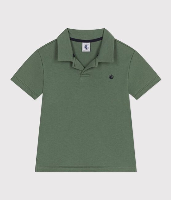 Boys' Short-Sleeved Cotton Polo Shirt CROCO green