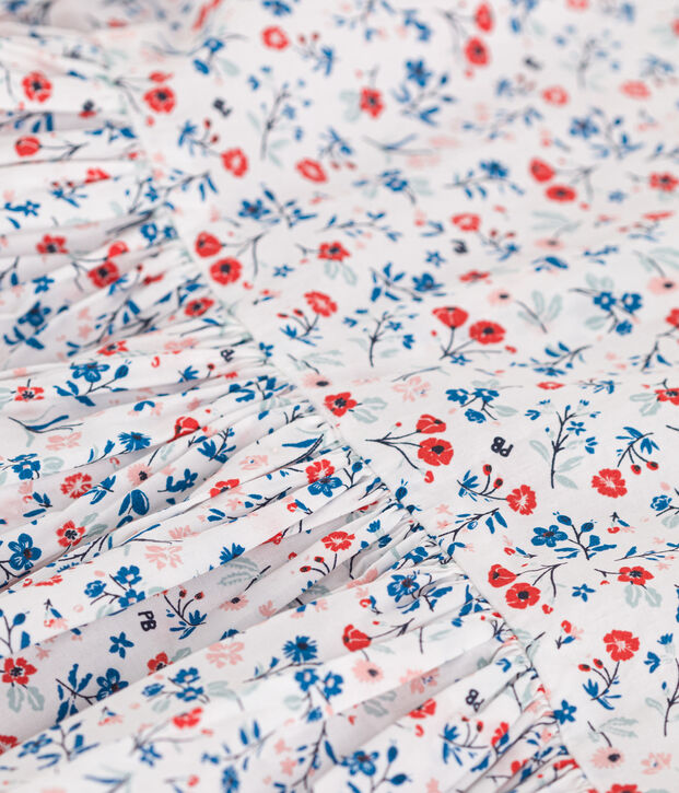 Children's short-sleeved floral cotton dress white/multicolor