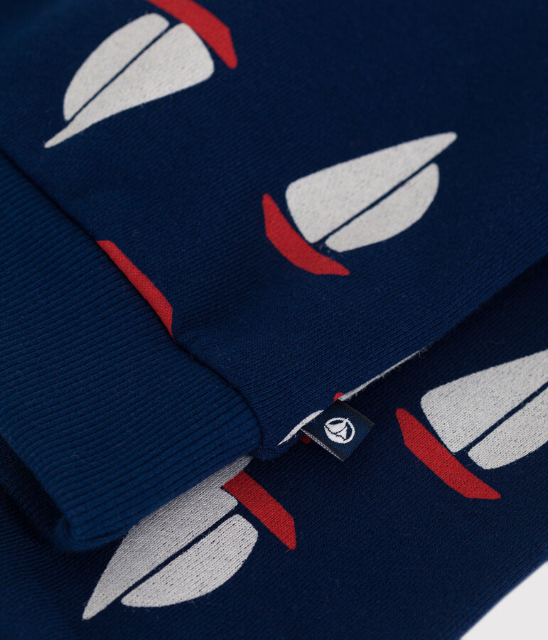 Children's printed cotton sweatshirt MEDIEVAL blue/MULTICO white