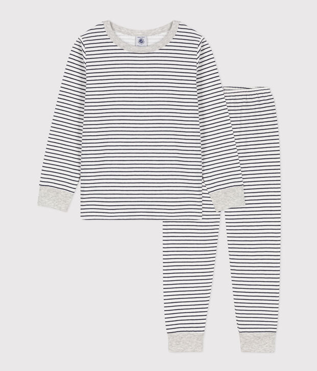 Children's Unisex Striped Tube Knit Pyjamas white/blue