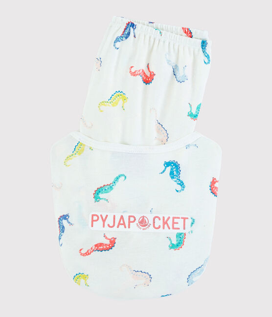 Girls' Seahorse Print Cotton Short Pyjamas MARSHMALLOW white/MULTICO white