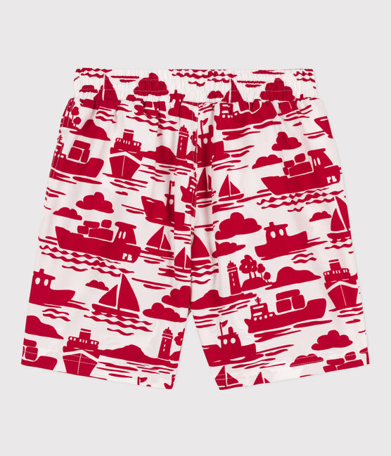 Boys' Printed Recycled Swimming Shorts AVALANCHE red/ROUGE