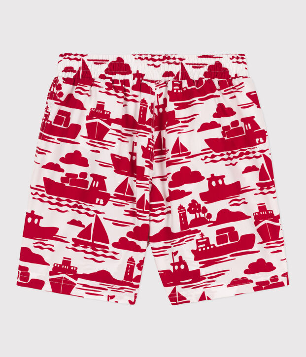 Boys' Printed Recycled Swimming Shorts Ecru/red