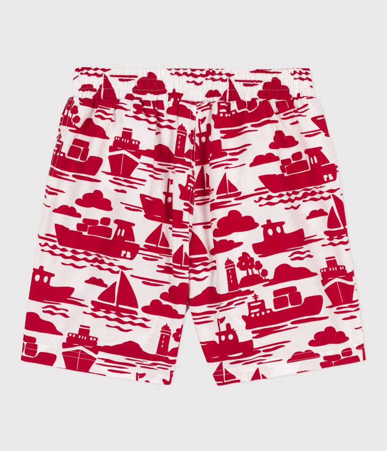 Boys' Printed Recycled Swimming Shorts Ecru/red
