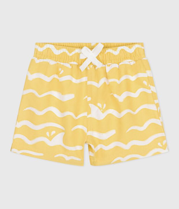 Babies' shark print swim shorts yellow/white